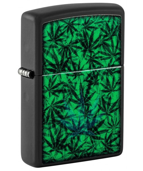 Encendedor Zippo Negro Hojas Cannabis Cod 48736