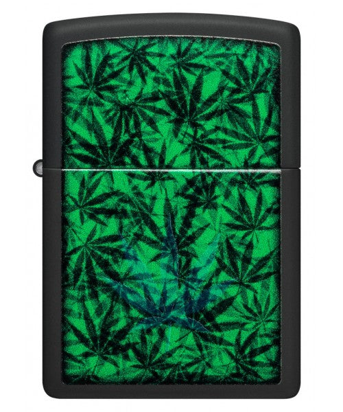 Encendedor Zippo Negro Hojas Cannabis Cod 48736