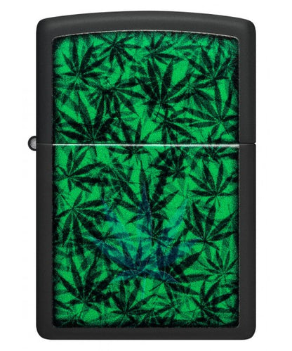 Encendedor Zippo Negro Hojas Cannabis Cod 48736