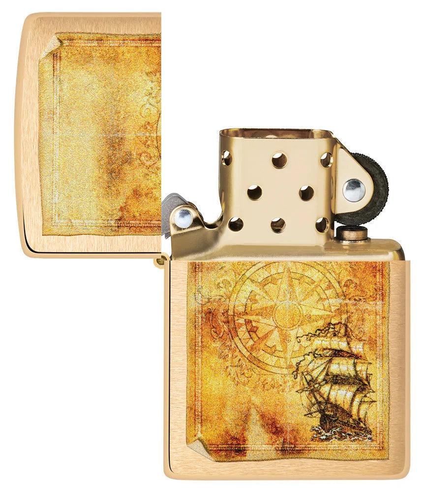 Encendedor Zippo Dorado Brújula Barco 48829