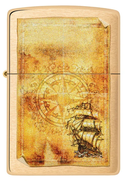 Encendedor Zippo Dorado Brújula Barco 48829
