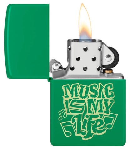 Encendedor Zippo Verde Mate Music Is My Life 48844