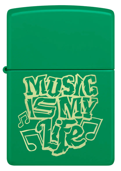 Encendedor Zippo Verde Mate Music Is My Life 48844