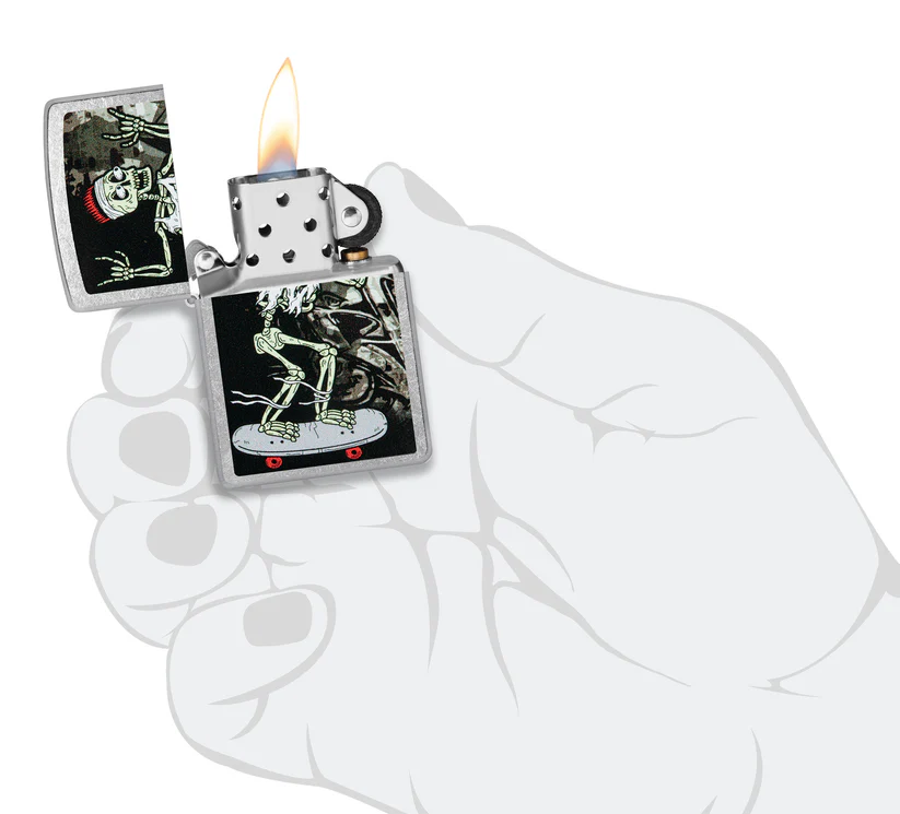 Encendedor Zippo Cromado Calavera Skate 48911