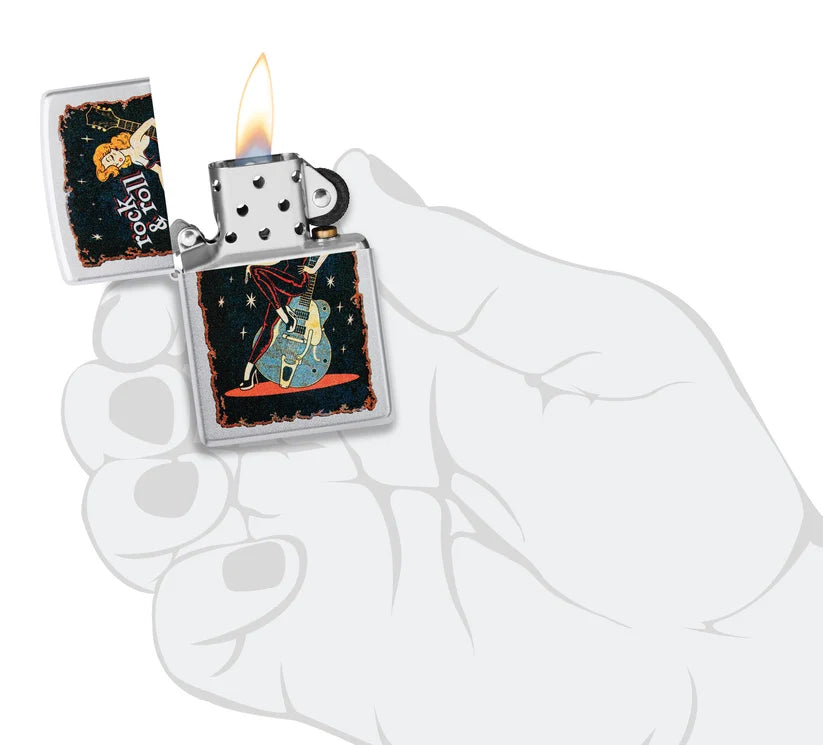 Encendedor Zippo Cromo Chica Rock & Roll 48930
