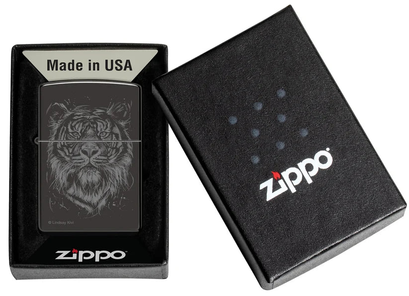 Encendedor Zippo Negro Espejo Tigre 48935
