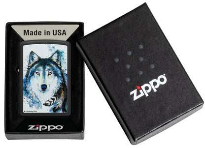 Encendedor Zippo Negro Mate Lobo Indio 48936