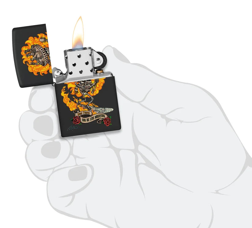 Encendedor Zippo Negro Mate Muertos 48954