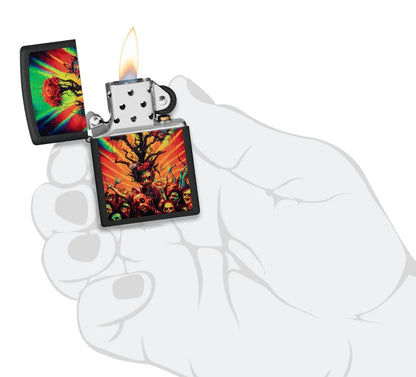 Encendedor Zippo Negro Mate Zombies Flores 48956