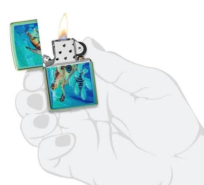 Encendedor Zippo Verde Tortuga Peces 48967