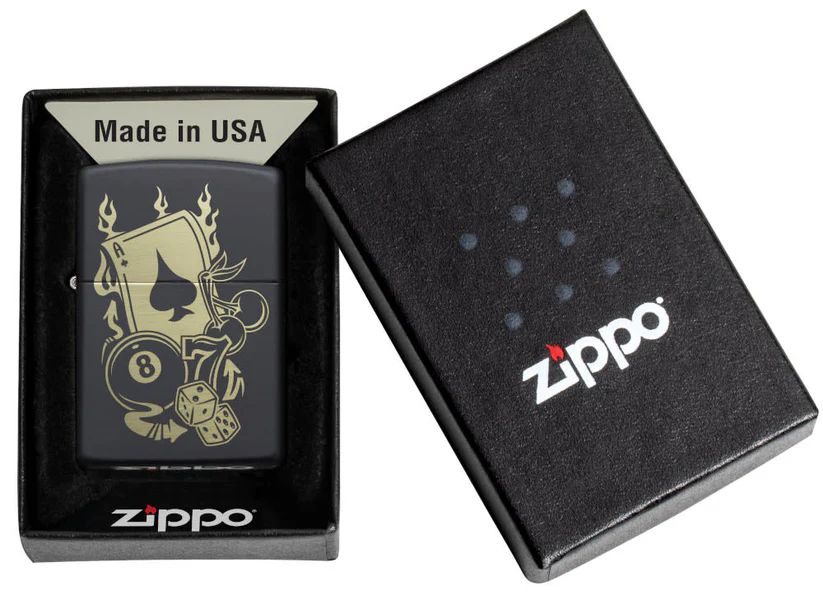 Encendedor Zippo Grabado Negro Mate Cod 49257