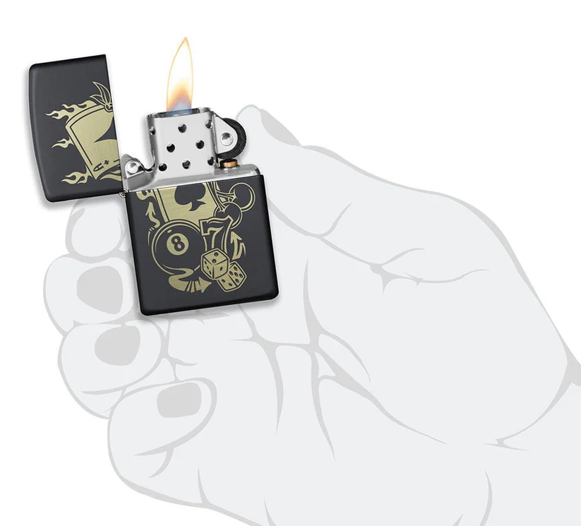 Encendedor Zippo Grabado Negro Mate Cod 49257