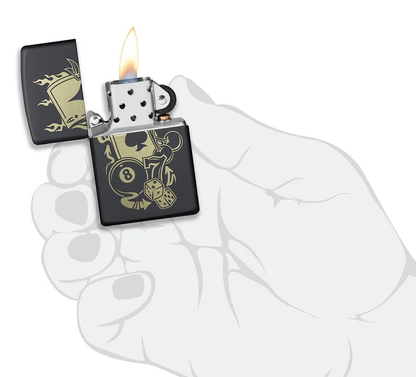 Encendedor Zippo Grabado Negro Mate Cod 49257