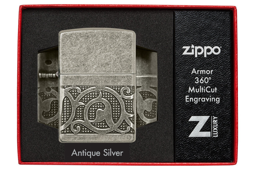 Encendedor Zippo Gris Grabado Medieval Cod 49290
