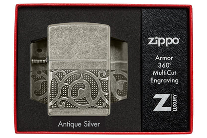Encendedor Zippo Gris Grabado Medieval Cod 49290