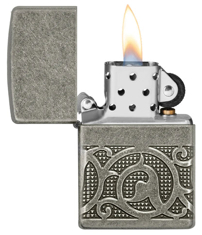 Encendedor Zippo Gris Grabado Medieval 49290