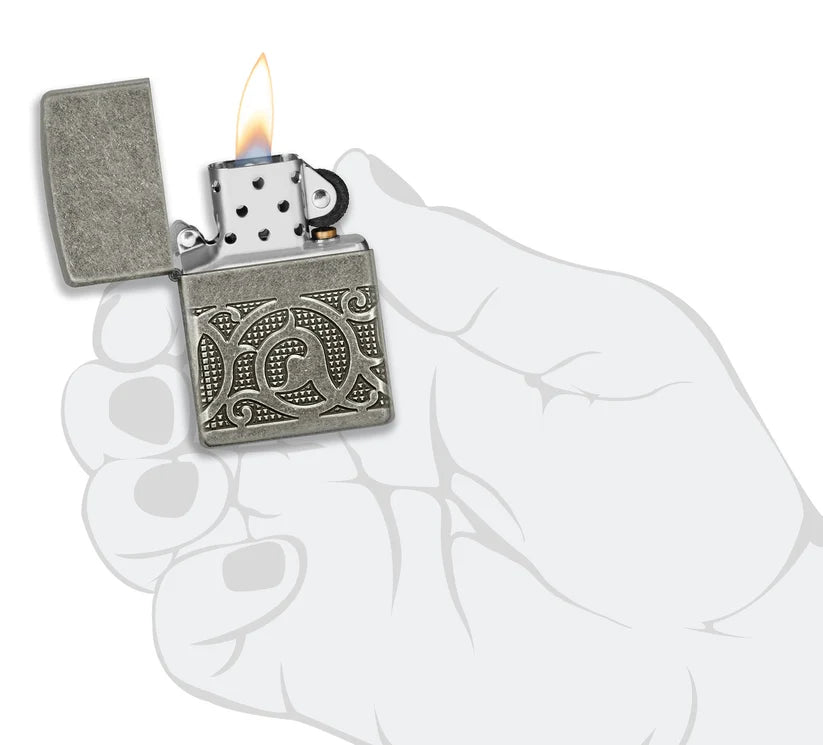 Encendedor Zippo Gris Grabado Medieval 49290