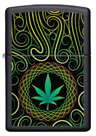 Encendedor Zippo Negro Mate Cannabis 49915