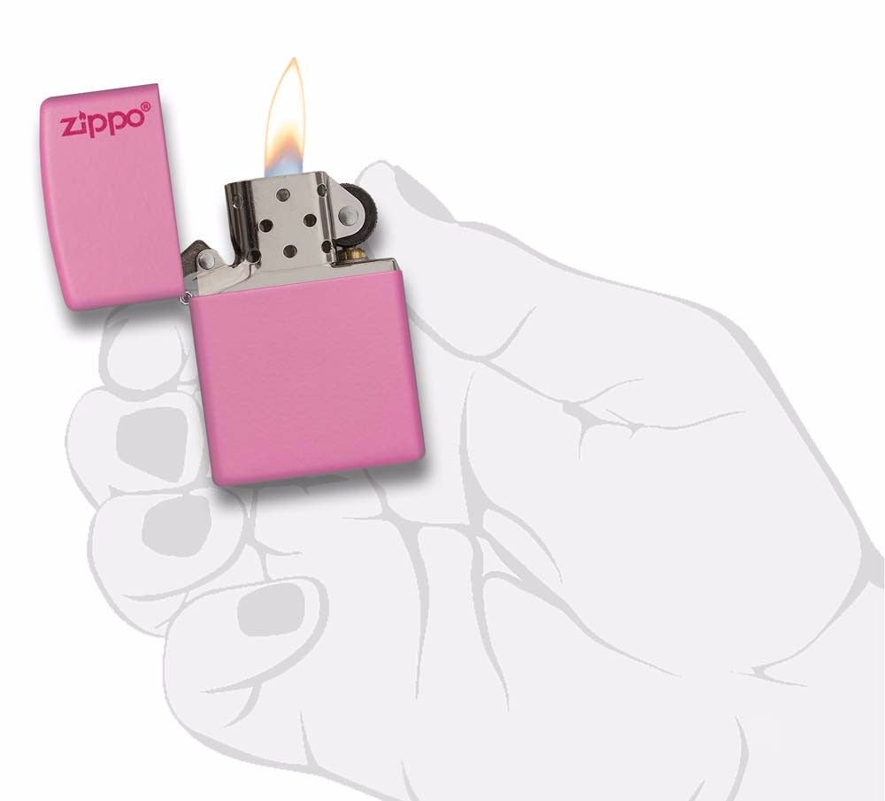 Encendedor Zippo Rosado Mate Con Logo - Cod 238zl
