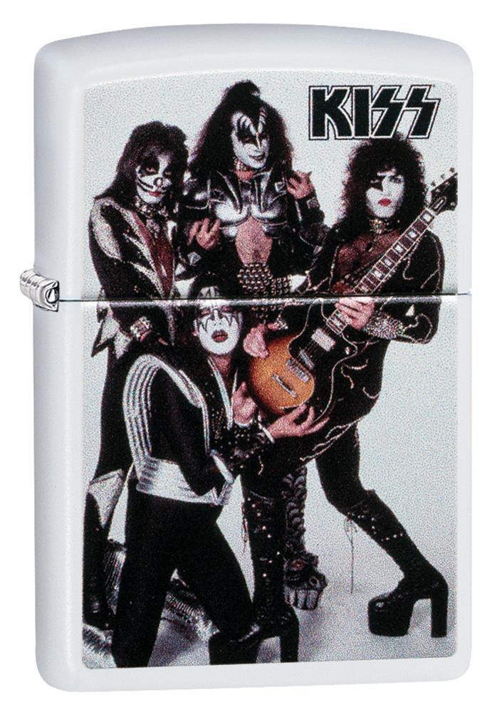 Front view of the KISS® Lighter showing the band standing together shot at a 3/4 angle
