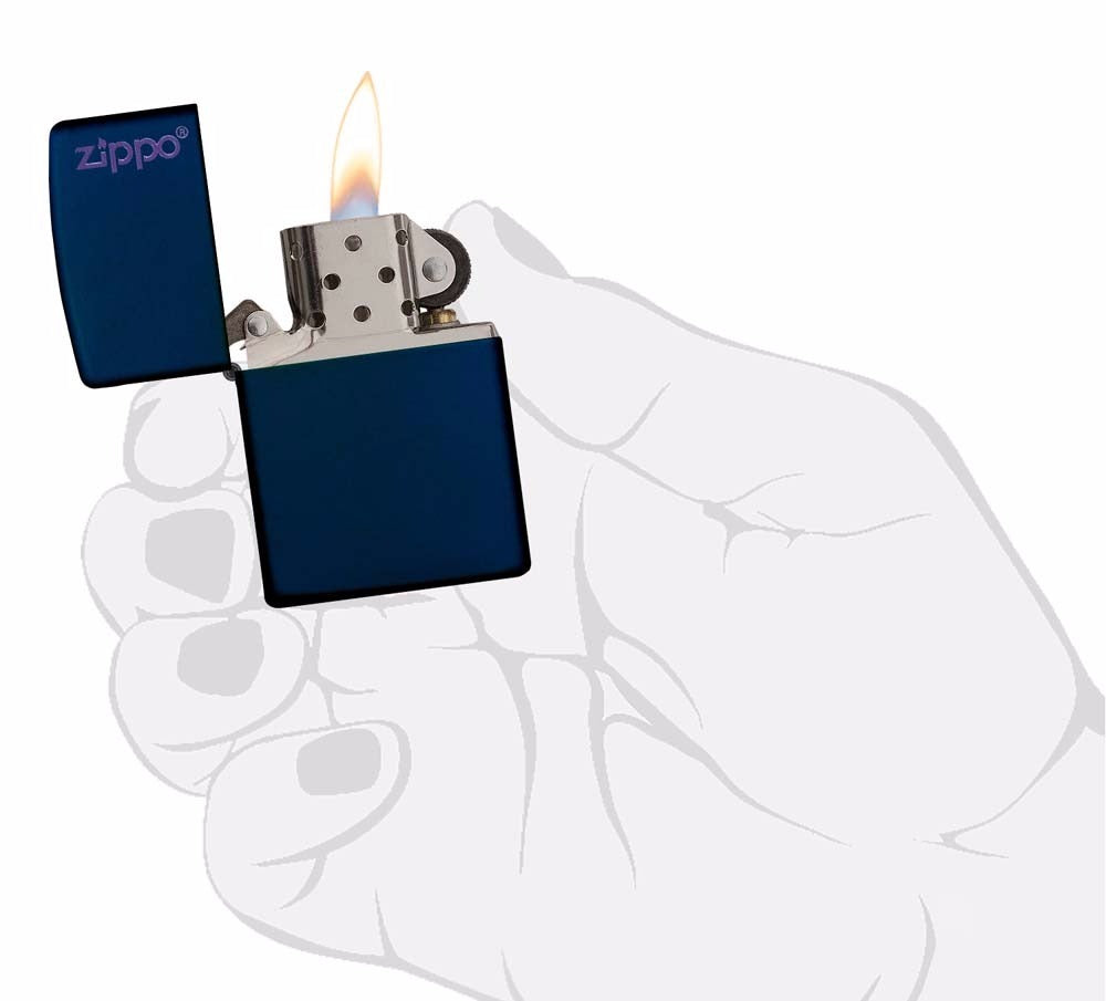 Encendedor Zippo Azul Marino Con Logo - Cod 239zl