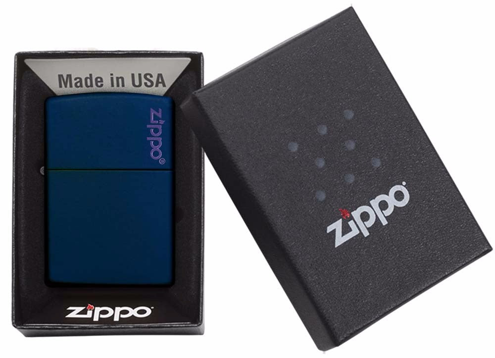 Encendedor Zippo Azul Marino Con Logo - Cod 239zl