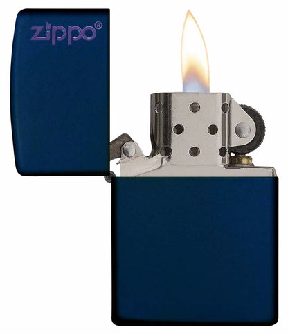 Encendedor Zippo Azul Marino Con Logo - Cod 239zl