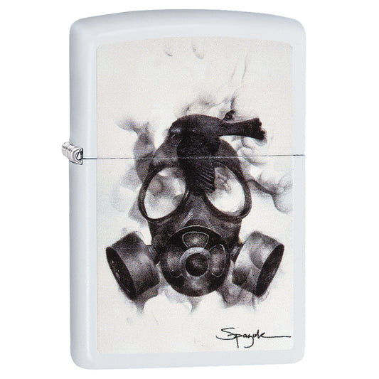 Encendedor Zippo Blanco Spazuk Máscara De Gas Cod 29646