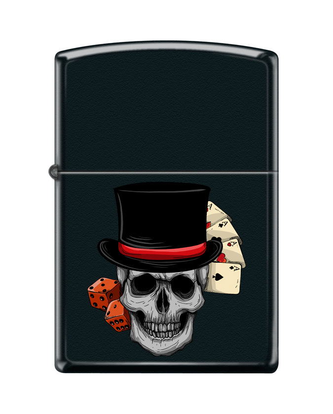 Encendedor Zippo Casino Calavera Negro Mate Cod 218CI413488
