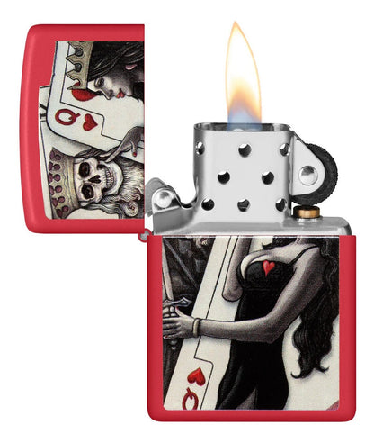 Encendedor Zippo Rojo Calavera Poker Cod. 48624
