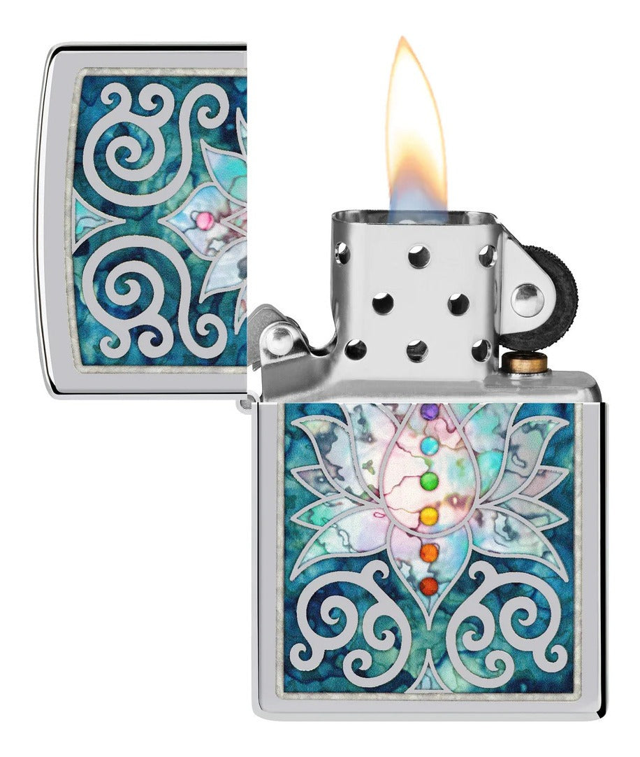 Encendedor Zippo Gris Flor de Loto Cod. 48592
