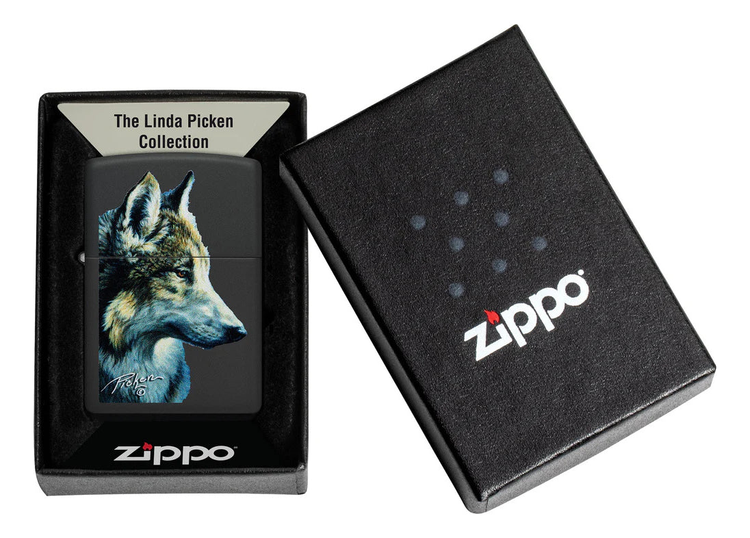 Encendedor Zippo Negro Mate Lobo Cod 48598