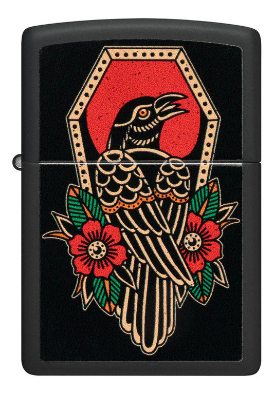 Encendedor Zippo Negro Tatuaje Cuervo Cod 48611