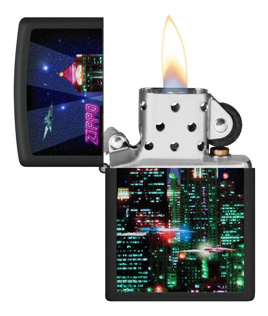 Encendedor Zippo Negro Ciber City Cod. 48506