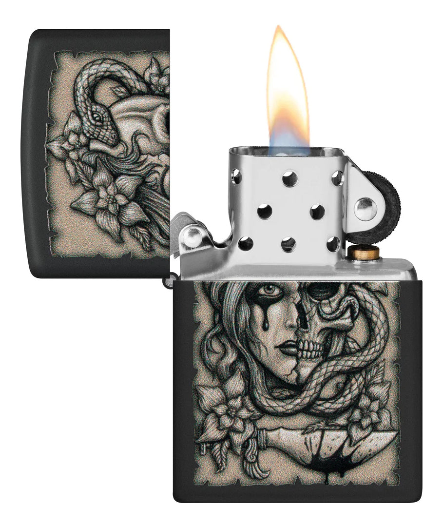 Encendedor Zippo Negro Tatuaje Medusa Cod. 48616