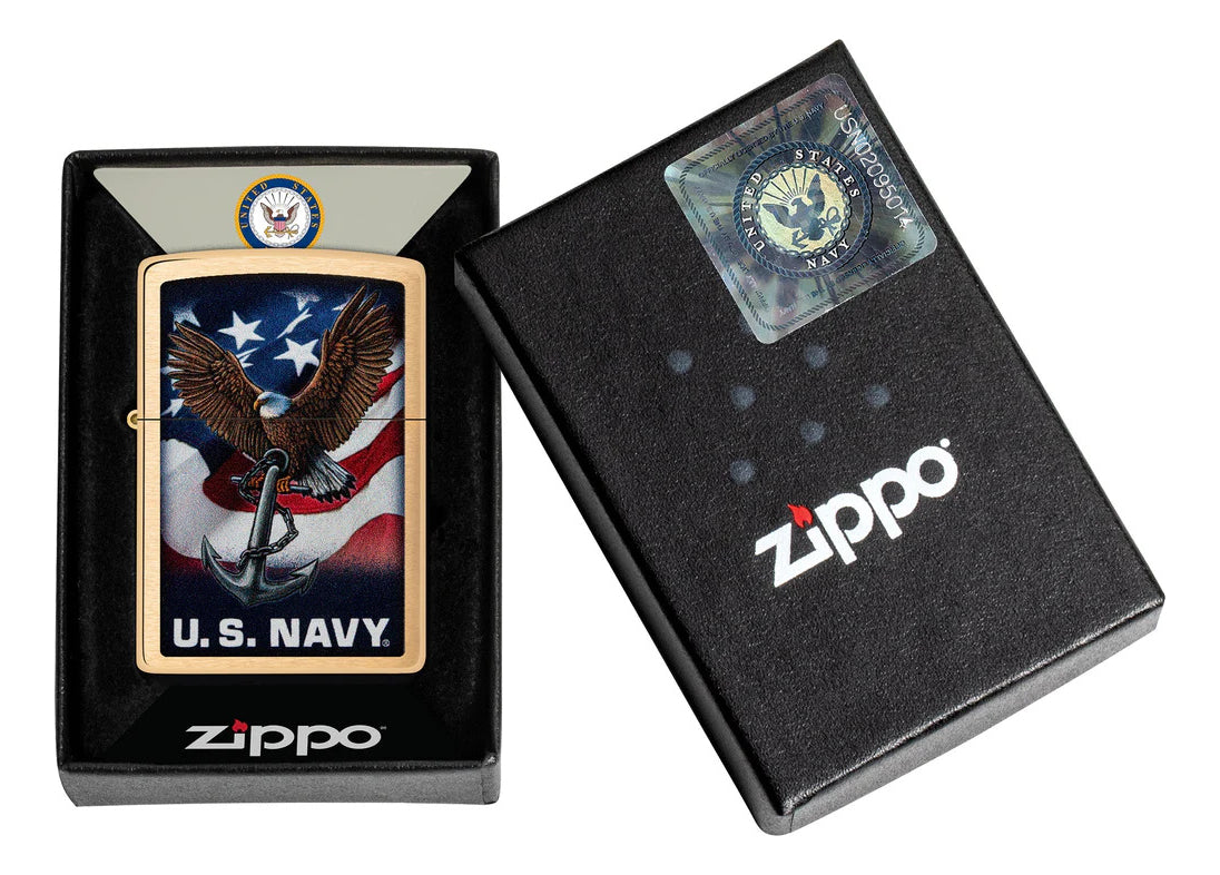 Encendedor Zippo Dorado Us Navy Cod. 48549