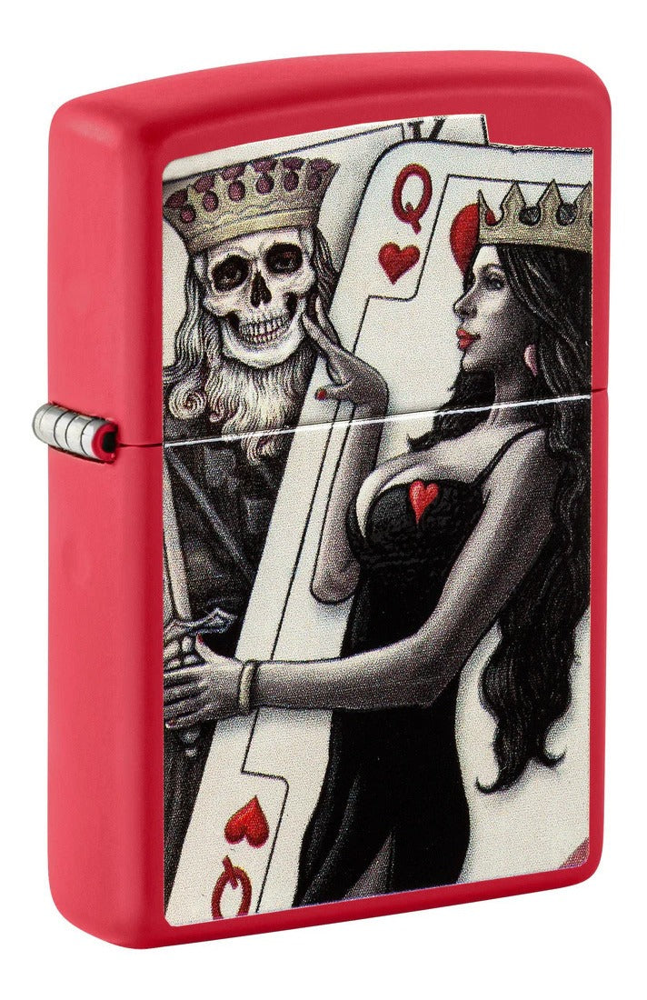 Encendedor Zippo Rojo Calavera Poker Cod. 48624