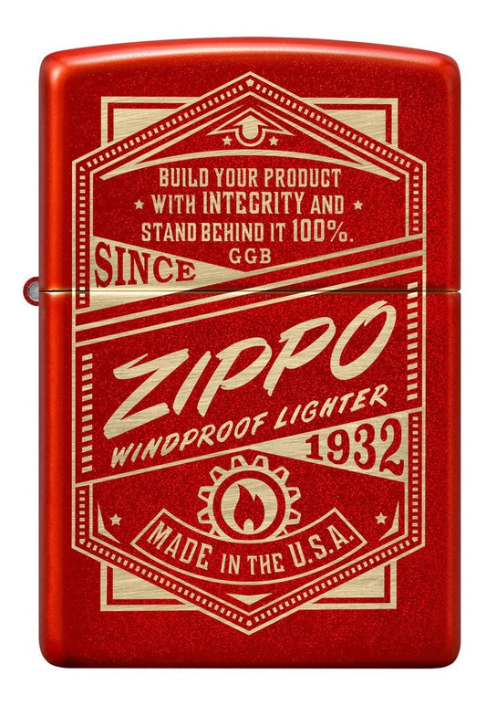 Encendedor Zippo Rojo Metalizado Vintage Cod 48620