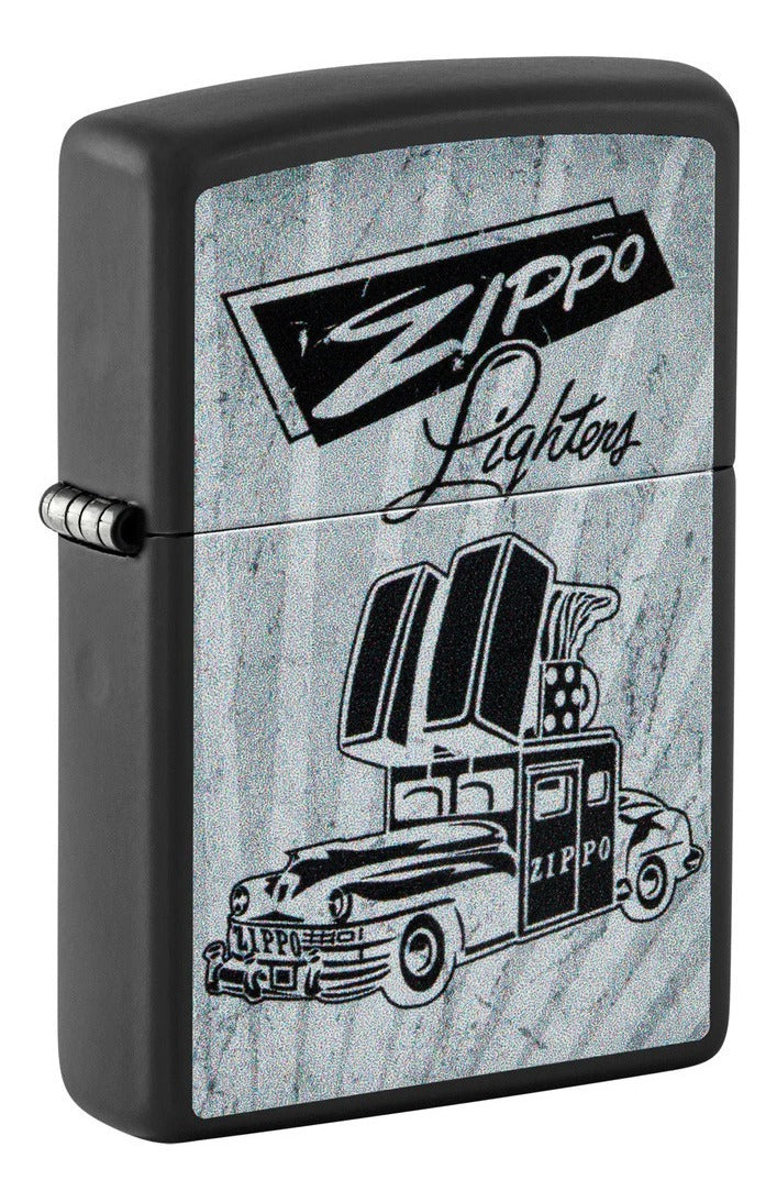 Encendedor Zippo Negro Carro Antiguo Cod 48572