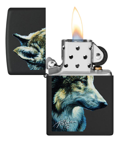 Encendedor Zippo Negro Mate Lobo Cod 48598