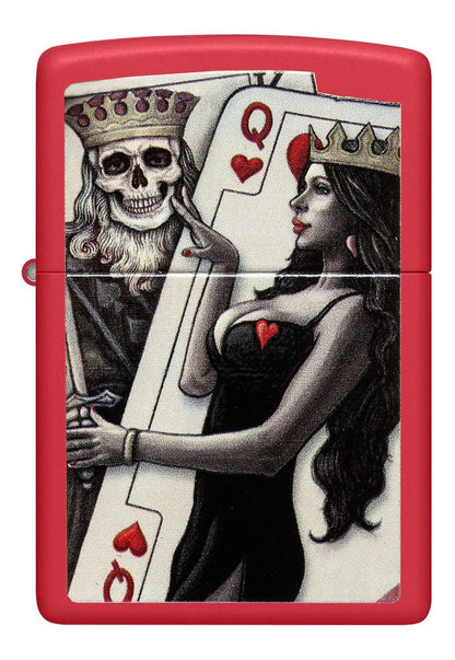 Encendedor Zippo Rojo Calavera Poker Cod. 48624