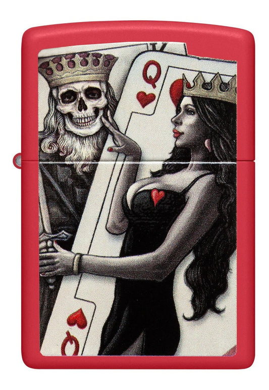 Encendedor Zippo Rojo Calavera Poker Cod. 48624