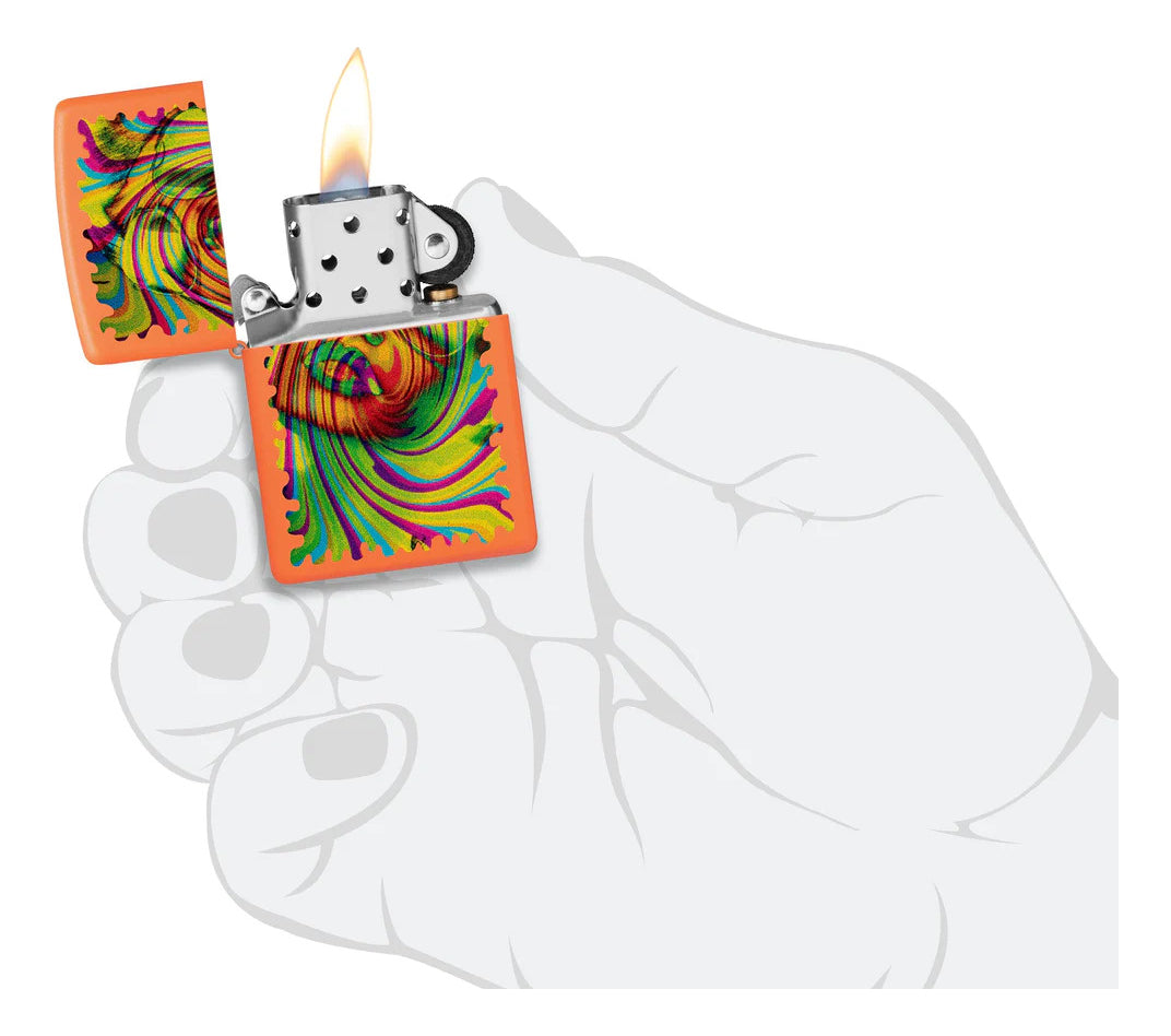 Encendedor Zippo Naranja Mujer Con Gafas Cod. 48580