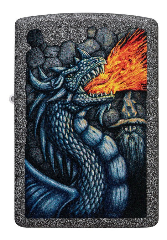 Encendedor Zippo Gris Piedra Dragón Flameante Cod 49776