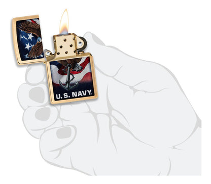 Encendedor Zippo Dorado Us Navy Cod. 48549