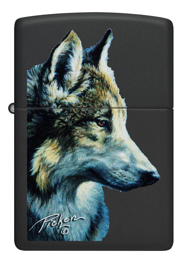 Encendedor Zippo Negro Mate Lobo Cod 48598