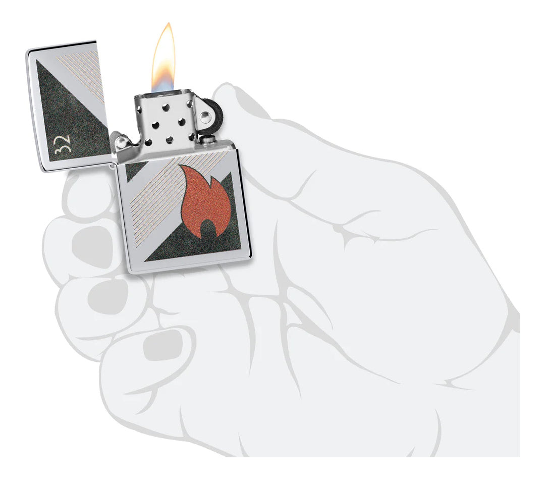 Encendedor Zippo Cromo Llama 32 Vintage Cod. 48623