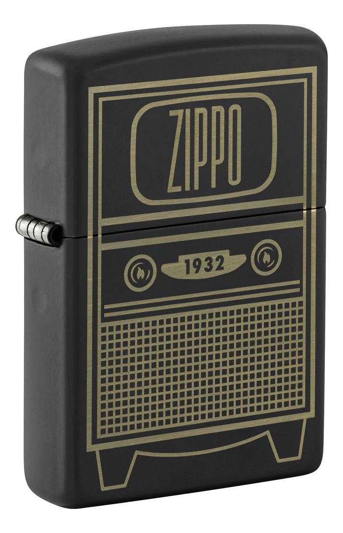 Encendedor Zippo Negro Tv Vintage Cod 48619