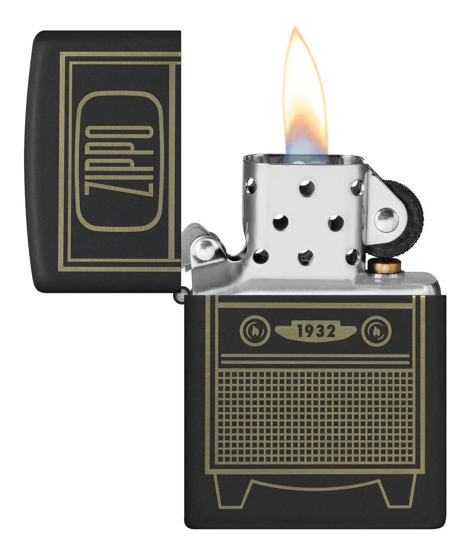 Encendedor Zippo Negro Tv Vintage Cod 48619