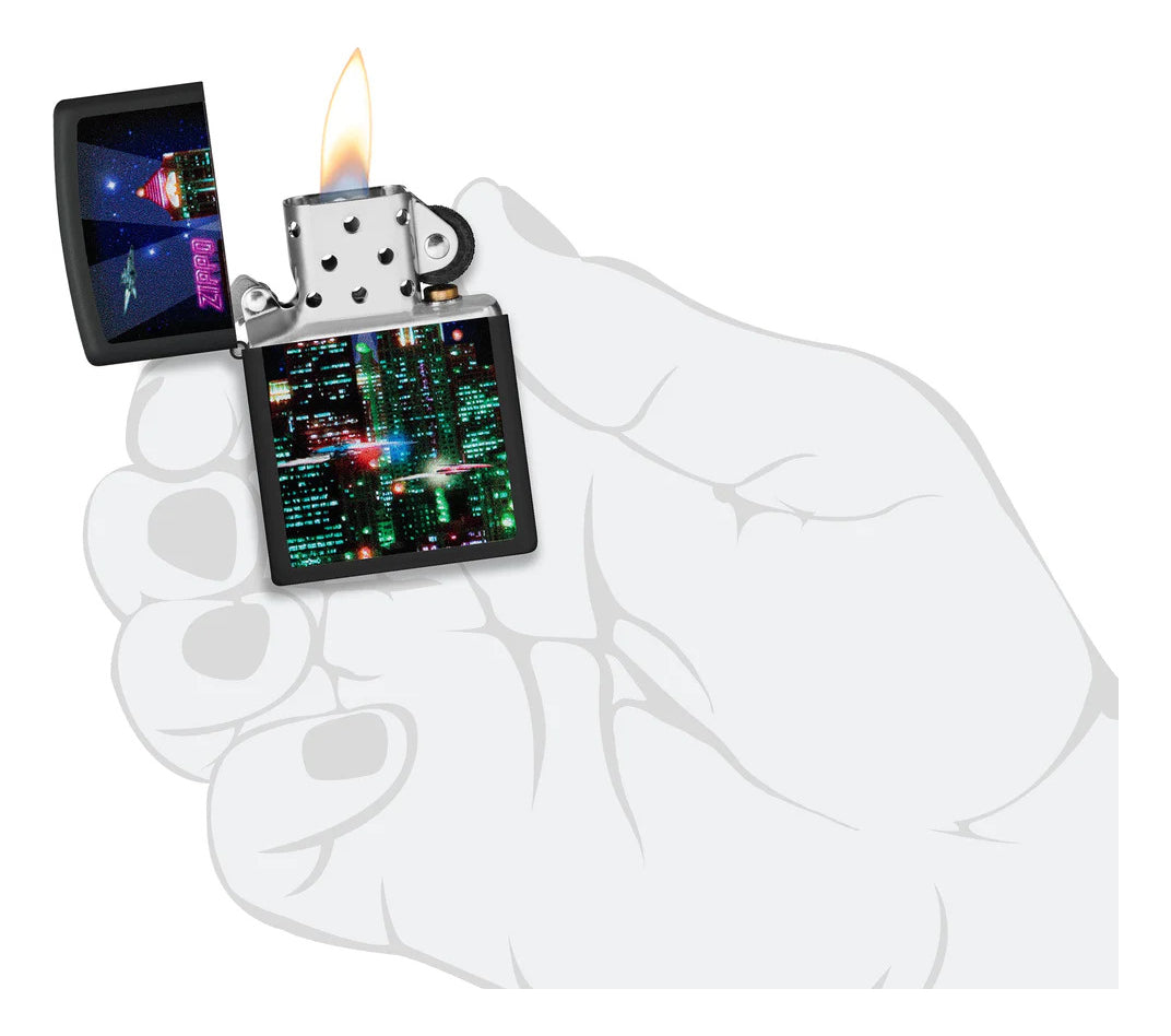 Encendedor Zippo Negro Ciber City Cod. 48506